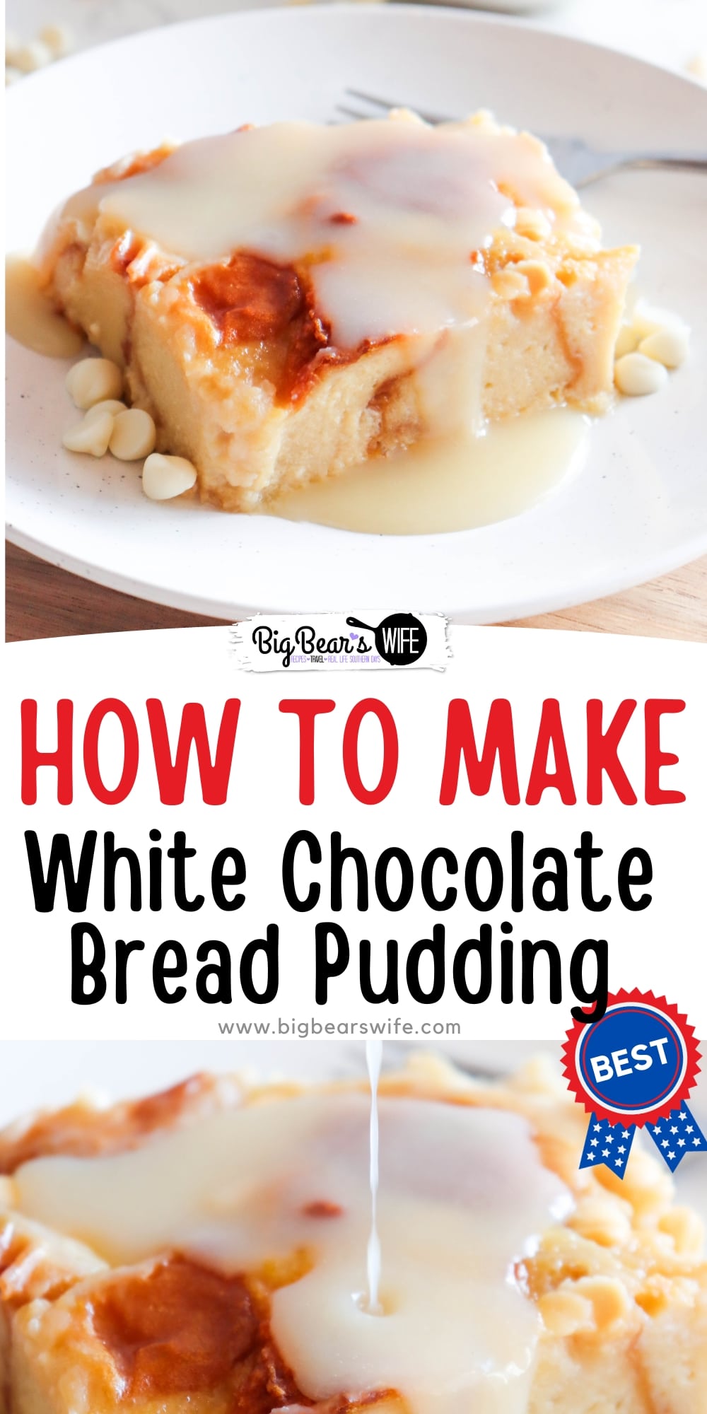 Indulge in the rich and velvety goodness of white chocolate bread pudding. Experience the ultimate comfort dessert with our heavenly white chocolate bread pudding. This soul-warming treat combines the nostalgic goodness of bread pudding with the velvety sweetness of white chocolate via @bigbearswife
