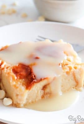 Indulge in the rich and velvety goodness of white chocolate bread pudding. Experience the ultimate comfort dessert with our heavenly white chocolate bread pudding. This soul-warming treat combines the nostalgic goodness of bread pudding with the velvety sweetness of white chocolate