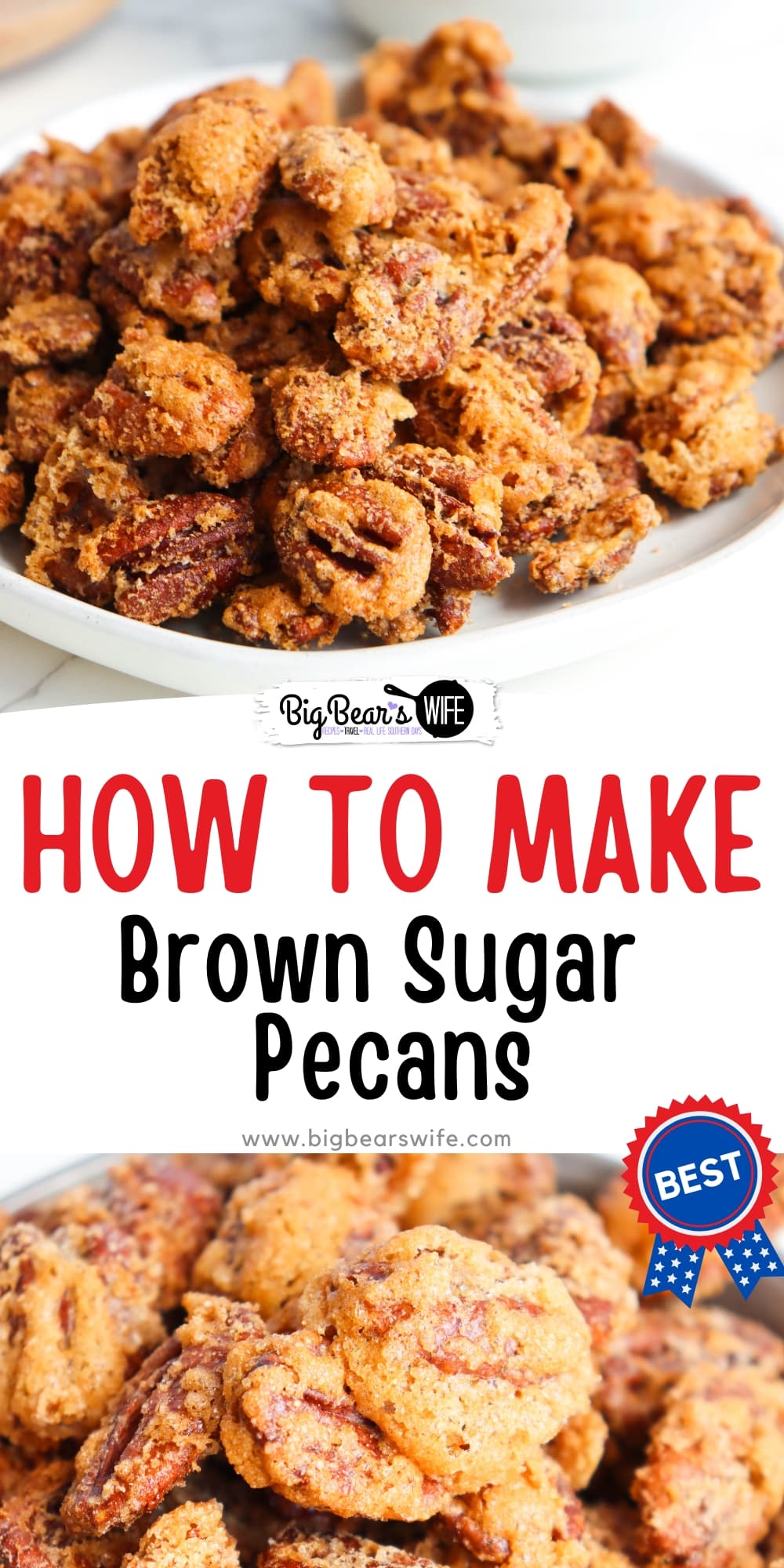 Craving a sweet and addictively crunchy snack? Look no further than these mouthwatering brown sugar pecans. You’ll love how easy these pecans are to make! They’re perfect as a snack or as a topping to salads or desserts! via @bigbearswife