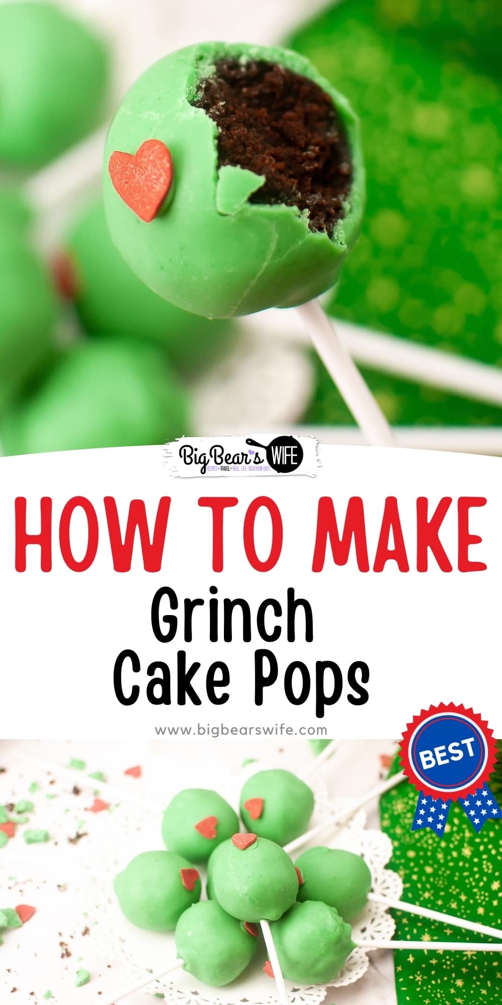 He's a mean one... Mr. Grinch! Well, he might be mean but these Grinch Cake Pops are sweet! If you love the mean green guy from Dr. Suess' "How The Grinch Stole Christmas", you'll love these super easy Grinch Inspired treats.  via @bigbearswife