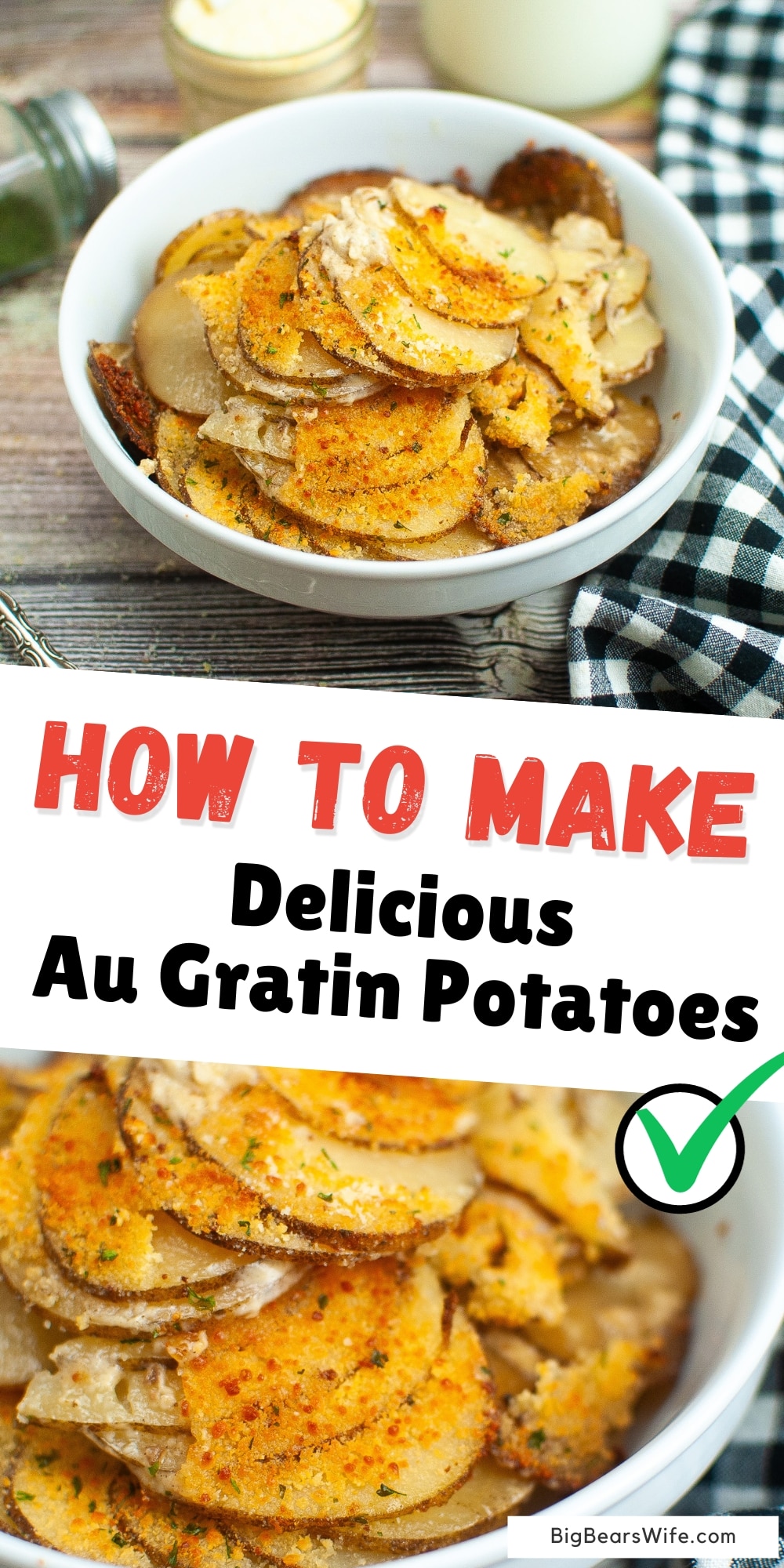 Need a new side dish for dinner? Tired of the same ol' sides that rotate through the dinner menu? Give these Au Gratin Potatoes a try to change it up some!  via @bigbearswife