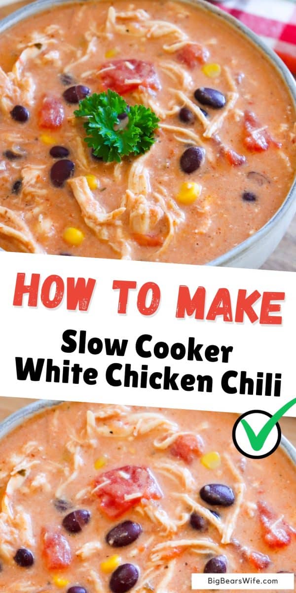 This White Chicken Chili is a recipe that my sister-in-law makes and we just love it! Perfect slow cooker meal that is easy to toss together and absolutely delicious!