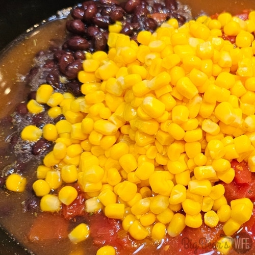 beans and diced tomatoes and corn