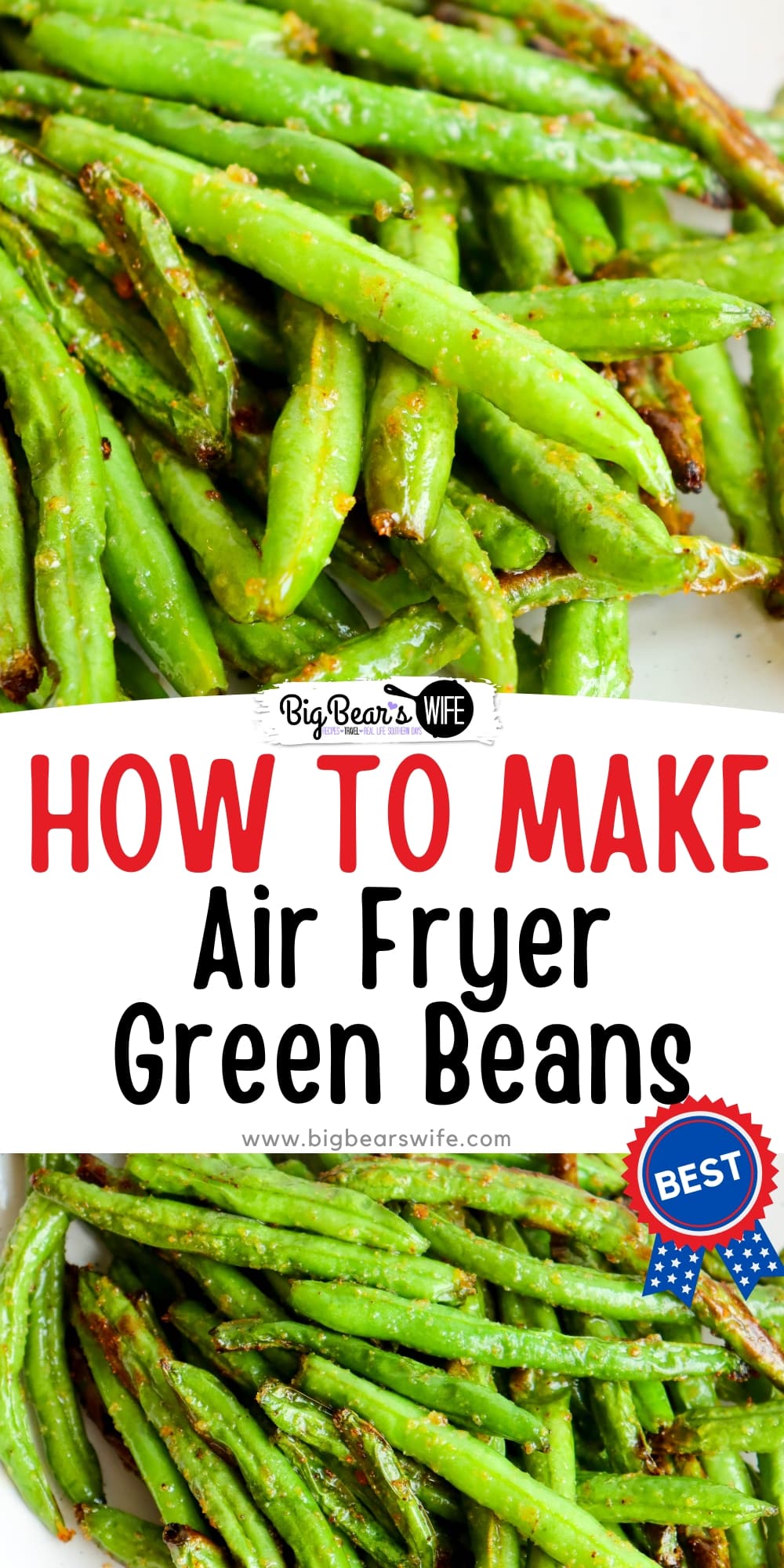 Need a quick and easy side dish for dinner or lunch? These Air Fryer Green Beans are so simple to make! via @bigbearswife