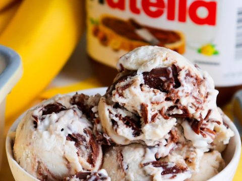 No Churn Banana Nutella Swirl Ice Cream
