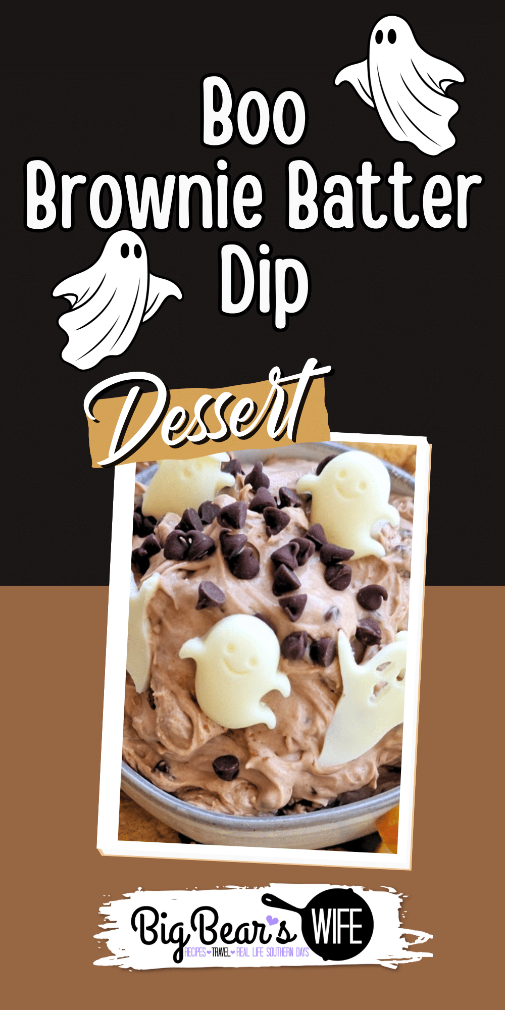 This Boo Brownie Batter Dip is a rich, creamy chocolate dessert dip that&rsquo;s safe to eat and perfect for Halloween parties. Made with heat-treated brownie mix, it tastes just like brownie batter without the risk. Top it with white chocolate ghosts for a spooky-sweet treat everyone will love! via @bigbearswife