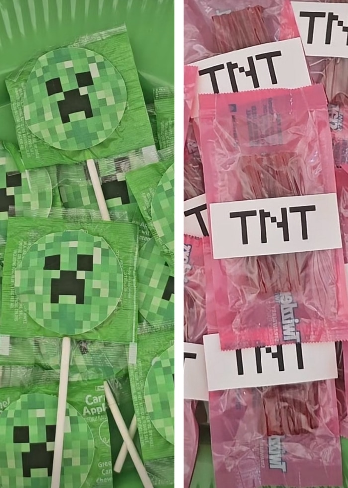 CREEPER LOLLIPOP POPS & TNT CANDY (TWIZZLERS)