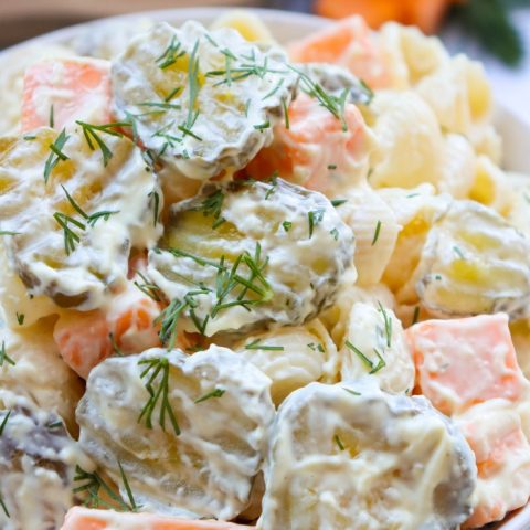 Creamy Dill Pickle Pasta Salad